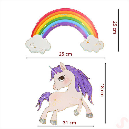 Unicorn, 7 Parça Duvar Sticker Seti