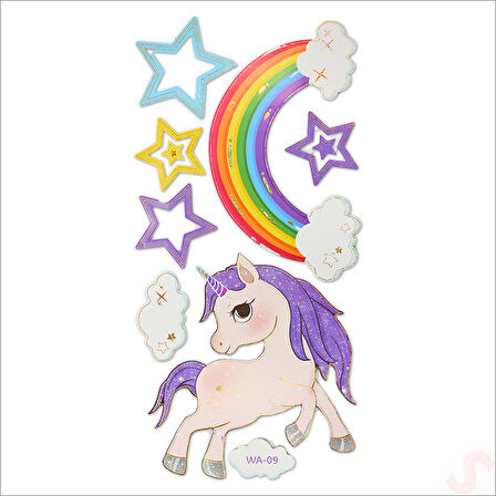 Unicorn, 7 Parça Duvar Sticker Seti