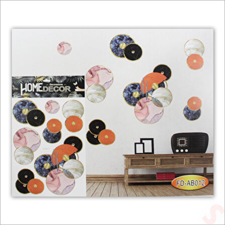 3 Boyutlu Dekoratif Duvar Sticker Seti, Renkli