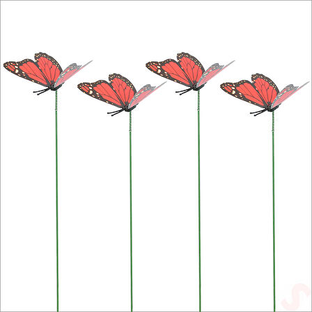 Bükülebilir Çubuklu ve 3 Boyutlu Kelebek, 12 Adet - Kırmızı