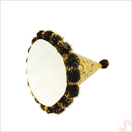 Ponponlu Happy Birthday Şapka, 20cm x 1 Adet - Altın