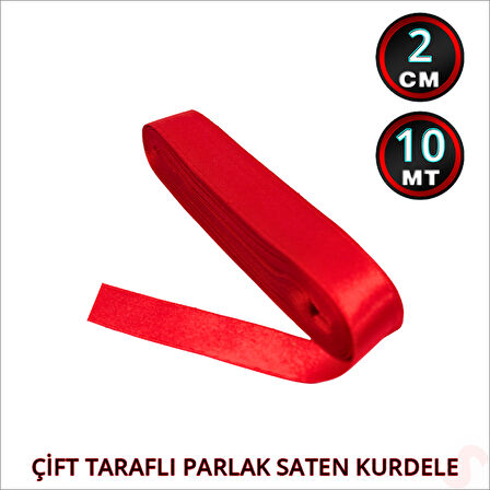 Saten Kurdele, 2cm x 10mt - Kırmızı