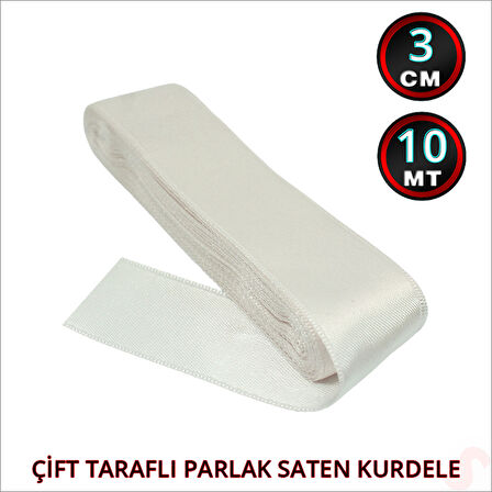 Saten Kurdele, 3cm x 10mt - Krem