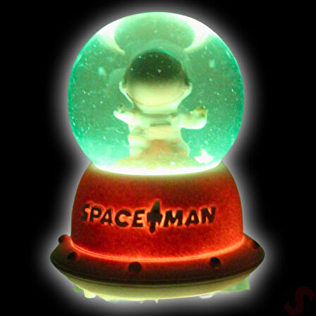 Uçuşan Yıldızlı,7,5cm x 4,5cm Led Işıklı Astronot Küre - Pembe