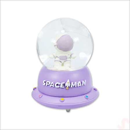 Uçuşan Yıldızlı,7,5cm x 4,5cm Led Işıklı Astronot Küre - Lila