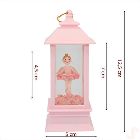 Uçuşan Simli,12,5cm x 5cm Led Işıklı Balerin Fener Küre - B