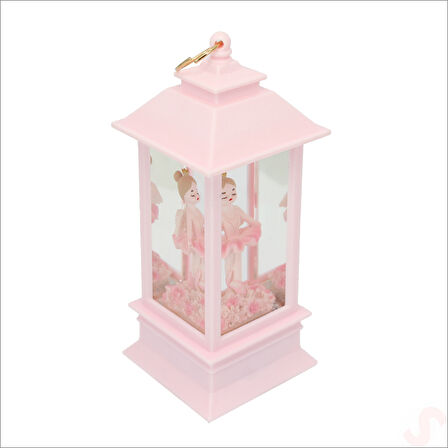 Uçuşan Simli,12,5cm x 5cm Led Işıklı Balerin Fener Küre - B