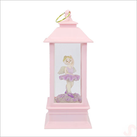 Uçuşan Simli,12,5cm x 5cm Led Işıklı Balerin Fener Küre - D