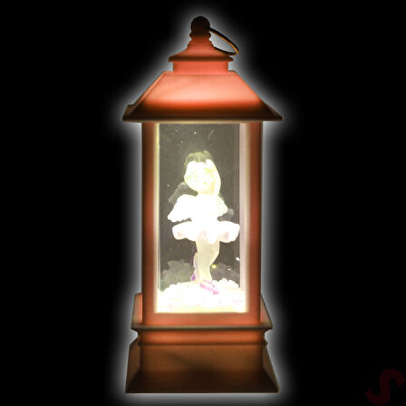 Uçuşan Simli,12,5cm x 5cm Led Işıklı Balerin Fener Küre - D