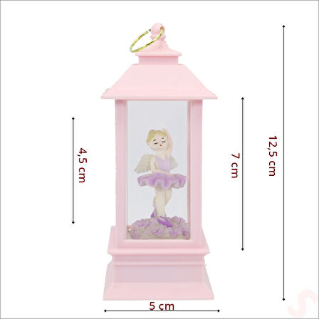 Uçuşan Simli,12,5cm x 5cm Led Işıklı Balerin Fener Küre - D