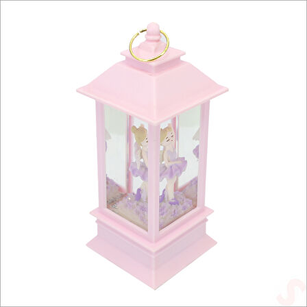 Uçuşan Simli,12,5cm x 5cm Led Işıklı Balerin Fener Küre - D