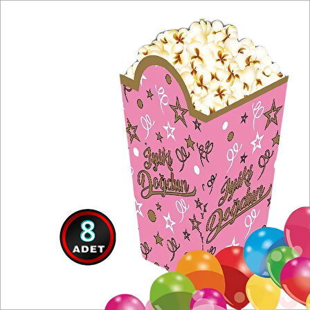 İyi Ki Doğdun Pembe Mısır Kutusu - 8 Adet