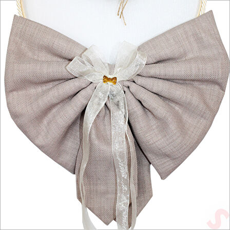 Kasnaklı Fiyonk ve Ayıcıklı 30cm Kapı Süsü - Toprak