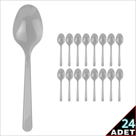 Plastik Kaşık, 24 Adet - Gümüş