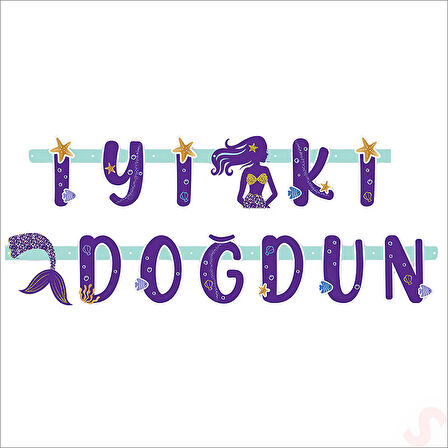 Pırıltılı Deniz Kızı İyiki Doğdun Banner, 2 mt