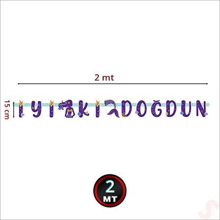 Pırıltılı Deniz Kızı İyiki Doğdun Banner, 2 mt