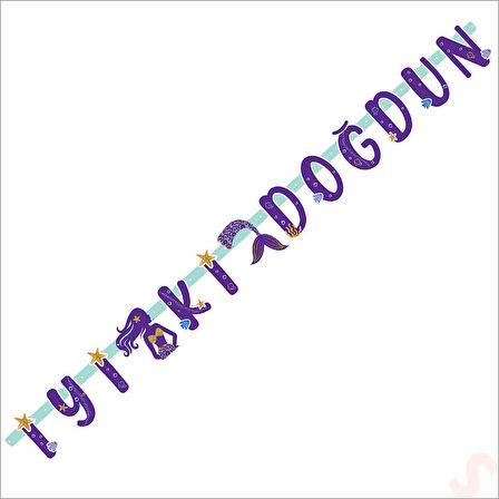 Pırıltılı Deniz Kızı İyiki Doğdun Banner, 2 mt