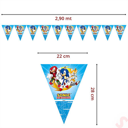 Sonic Üçgen Bayrak Flama - 2,90 mt