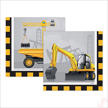 İnşaat Partisi Peçete, 33cm x 33cm - 16 Adet