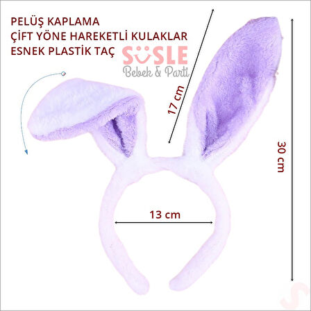 Tavşan Kulağı Pelüş Taç - Lila