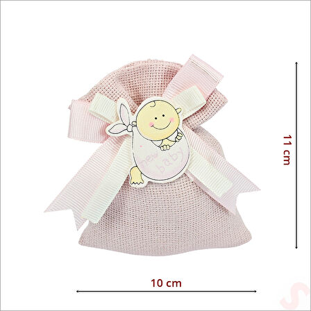 Lavantalı Keten Kese 11cm x 10cm - Pembe, 1 Adet