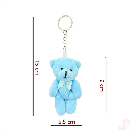 Pelüş Ayıcık Anahtarlık, 9 x 5,5 cm - Mavi