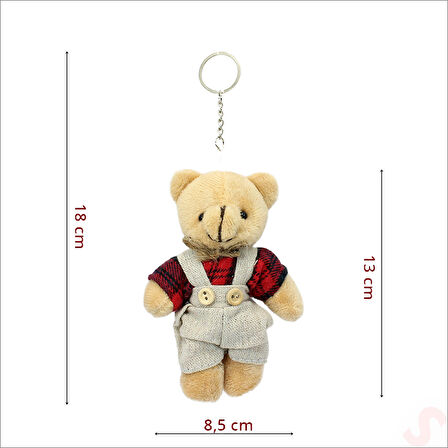 Pelüş Kıyafetli Ayıcık Anahtarlık, 13 x 8,5 cm - Erkek Model