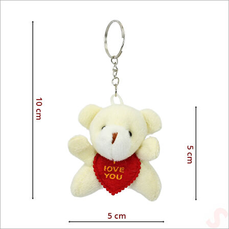 Pelüş Ayıcık Anahtarlık Love You, 5 cm x 5 cm - Beyaz