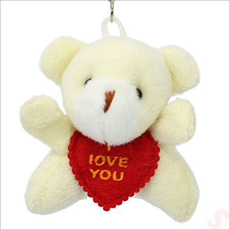 Pelüş Ayıcık Anahtarlık Love You, 5 cm x 5 cm - Beyaz