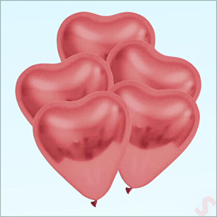 Krom Kalp Balon, Gül Kurusu - 30cm x 5 Adet