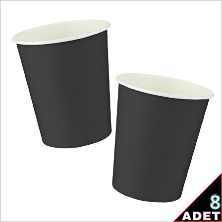 Siyah Karton Bardak - 8 Adet