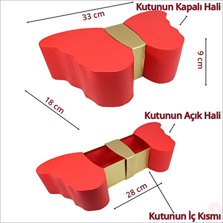 Kelebek Kutu, 33 x 18 x 9 cm - Kırmızı, 1 Adet