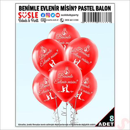 Benimle Evlenir misin? Pastel Balon, 30cm x 8 Adet