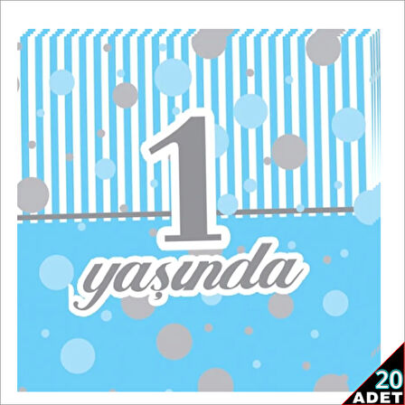 1 Yaşında Peçete 33cm x 33cm, 20 Adet - Mavi