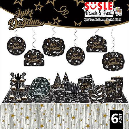 İyiki Doğdun Siyah & Altın, 6'lı Tavan SüSü - 70 cm