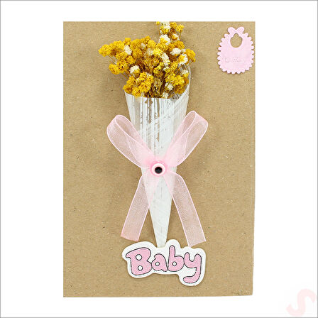 Bebek Buketi, 15cm x 10cm Kartlıklı Magnet - Pembe, 20 Adet