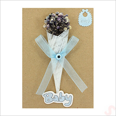 Bebek Buketi, 15cm x 10cm Kartlıklı Magnet - Mavi, 20 Adet