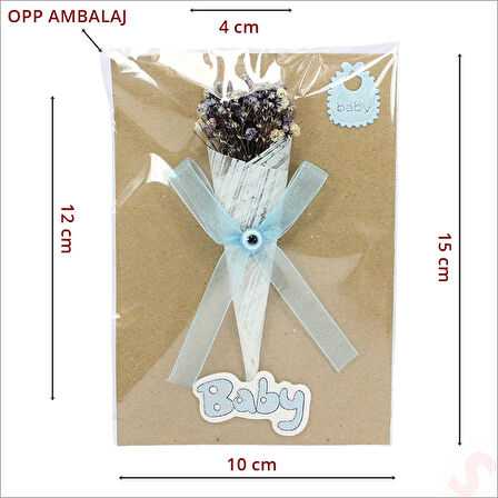 Bebek Buketi, 15cm x 10cm Kartlıklı Magnet - Mavi, 20 Adet