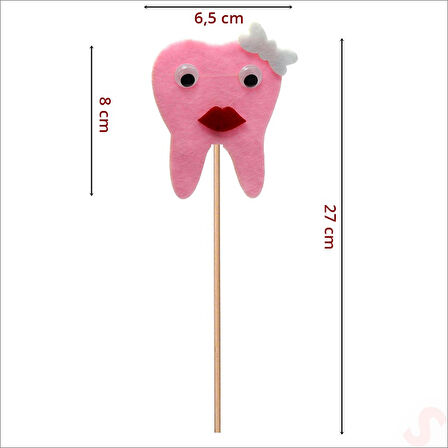 SüSLü ve Çubuklu Diş Magnet, 27cmx 6,5cm - Pembe, 1 Adet