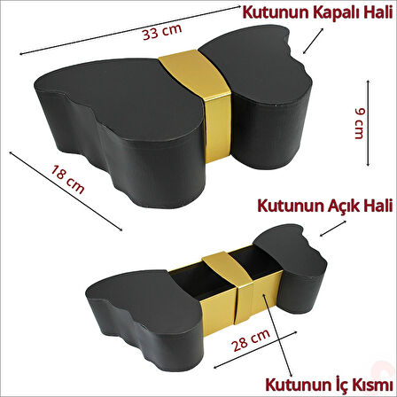Kelebek Kutu, 33 x 18 x 9 cm - Siyah, 1 Adet