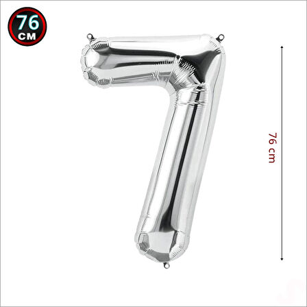 7 Yaş Rakam Gümüş Folyo Balon - 76 cm