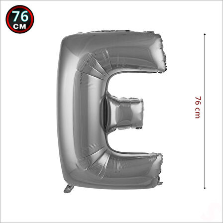 E Harf Gümüş Folyo Balon - 76 cm