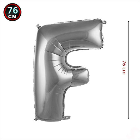 F Harf Gümüş Folyo Balon - 76 cm