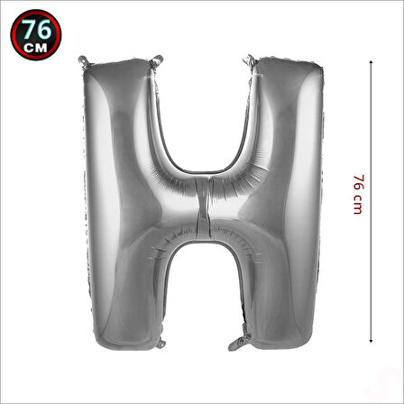 H Harf Gümüş Folyo Balon - 76 cm