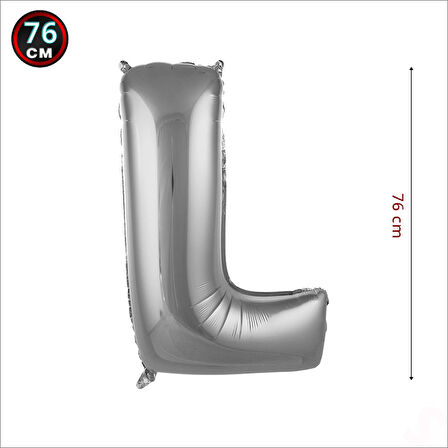 L Harf Gümüş Folyo Balon - 76 cm
