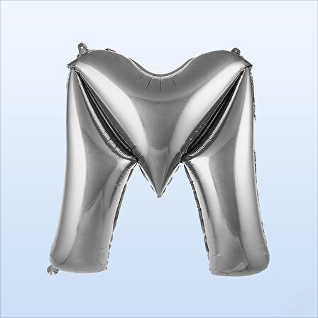 M Harf Gümüş Folyo Balon - 76 cm