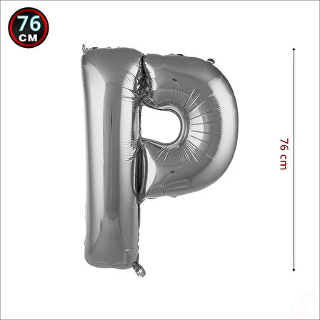 P Harf Gümüş Folyo Balon - 76 cm