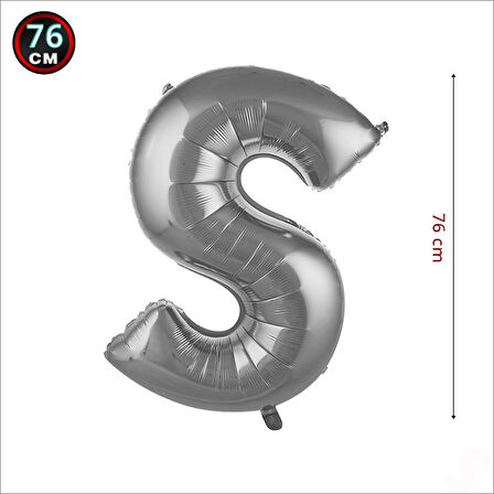 S Harf Gümüş Folyo Balon - 76 cm