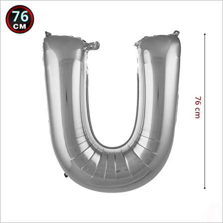 U Harf Gümüş Folyo Balon - 76 cm