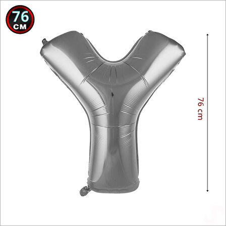 Y Harf Gümüş Folyo Balon - 76 cm